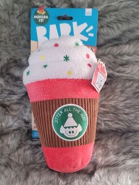 NWT Bark Pink & White Holiday Cupcake Plush Dog Toy